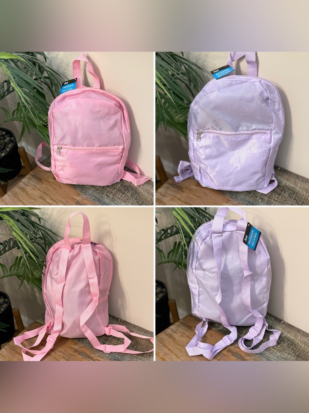 Set of 2 New Light pink and light purple small nylon backpacks.
